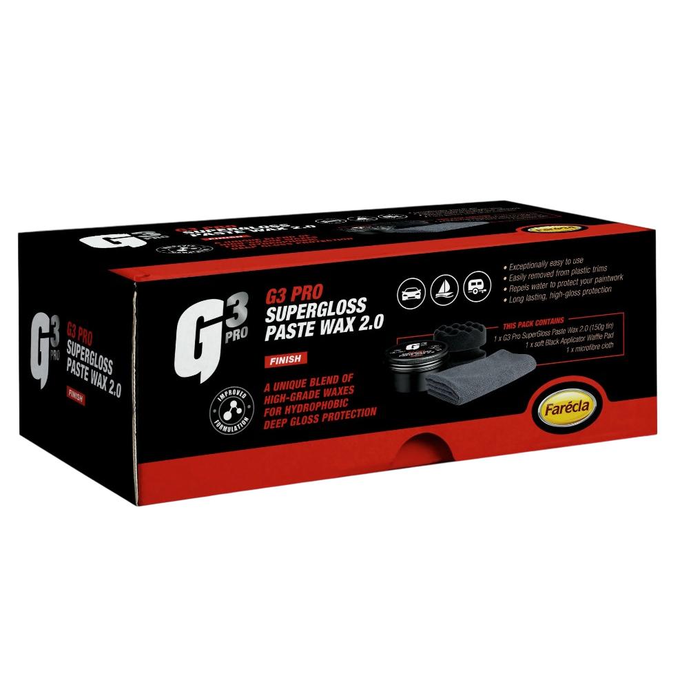 קיט ווקס G3 קרנובה פרמיום + ספוג ומטלית G3 Pro SuperGloss FARECLA פוליש דיטיילינג FARECLA אמנון ברגמן מסחר בע"מ