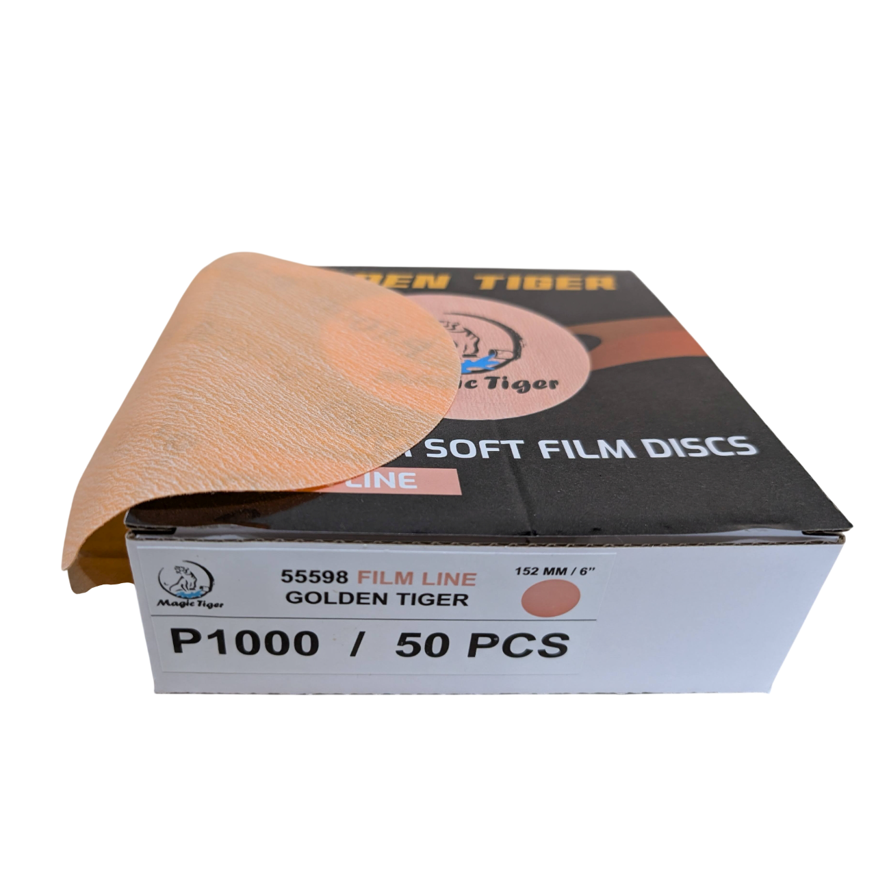 דיסקית פילם גמישה GOLDEN MAGICגרעינים P1000-P3000 ללא חורים "6 מוצרי ליטוש ואביזרים MAGIC-TIGER אמנון ברגמן מסחר בע"מ